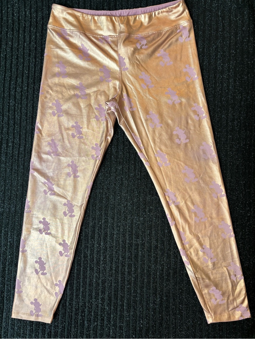Disney Metallic Gold Leggings Lilac Mickey Mouse Silhouettes Large High Rise
